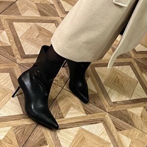 Zara Black Heeled Boots for Women